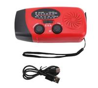 Linterna LED de manivela solar con radio meteorológica de manivela de emergencia para acampar y caminar (6000mah)