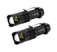 Linterna LED, mini linterna LED, 2 paquetes de 350 lúmenes superbrillantes, 3 modos con zoom, AA alimentada por pilas con clip para pesca, camping al aire libre (batería no incluida) (2 paquetes)