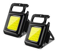 Linterna LED Recargable 2 Piezas Mini Linterna LED Luz de Trabajo 800 Lúmenes COB Llavero Antorcha Impermeable USB Recargable con Imán Abrebotellas Gancho para Camping Emergencia Reparaciones Pesca