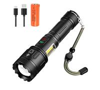 Linterna LED Recargable Alta Potencia, 15000 Lúmenes XHP160 Linterna con Luz COB, 7 Modos, Enfoque Ajustable, Linternas Tácticas Impermeables para Acampar, Emergencia