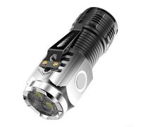 Linterna LED recargable con 3 bombillas, linterna magnética de 500 lúmenes, carga rápida tipo C, luz impermeable con clip para bolígrafo para camping, senderismo, negro (D)