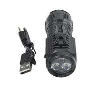 Linterna LED recargable con 3 bombillas, linterna magnética de 500 lúmenes, carga rápida tipo C, luz impermeable con clip para bolígrafo para camping, senderismo, negro (B)