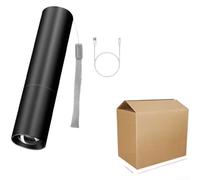 Linterna LED recargable con zoom con enfoque ajustable, puerto de carga USB y batería de 600 mAh, linterna compacta de aleación de aluminio para camping, senderismo y actividades al aire libre (F)