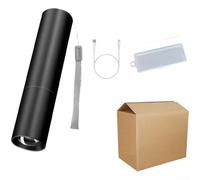 Linterna LED recargable con zoom con enfoque ajustable, puerto de carga USB y batería de 600 mAh, linterna compacta de aleación de aluminio para camping, senderismo y actividades al aire libre (T)