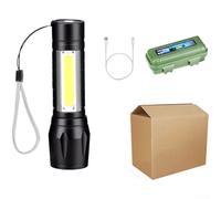 Linterna LED recargable con zoom con enfoque ajustable, puerto de carga USB y batería de 600 mAh, linterna compacta de aleación de aluminio para camping, senderismo y actividades al aire libre (J)