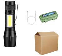 Linterna LED recargable con zoom con enfoque ajustable, puerto de carga USB y batería de 600 mAh, linterna compacta de aleación de aluminio para camping, senderismo y actividades al aire libre (K)