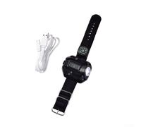 Linterna LED recargable de muñeca con visualización de fecha y hora, cuatro modos, flash alto y bajo, SOS, correa de nailon ajustable, lámpara manos libres para correr por la noche, camping