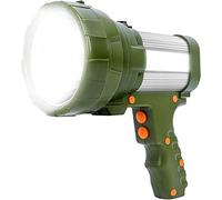 Linterna LED recargable, extremadamente brillante, 15000 lúmenes resistente al agua 6 modos y 10000 mAh, larga duración de trabajo con COB lámpara de trabajo linternas de mano (Verde Y Plateado)