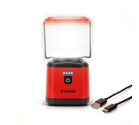Linterna LED recargable VELAMP PRISM USB-C para camping, 10 W, 1000 lúmenes, con batería externa integrada, función tricolor 3000 K/4000 K/6500 K, 4 modos de luz regulables, batería de 3600 mAh, IPX2.