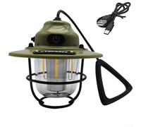 Linterna LED recargable vintage para camping, luz portátil impermeable con brillo ajustable y batería de larga duración para exteriores, senderismo, pesca, decoración de jardín, color negro (verde)