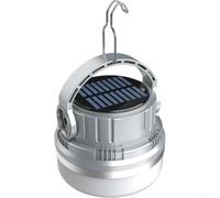 Linterna LED solar recargable con interfaz USB impermeable y ajustable iluminación de brillo para camping, senderismo, aventuras al aire libre (gris)