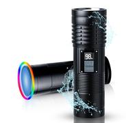Linterna LED ultra potente, 100000 lúmenes linterna táctica militar potente recargable, 8 modos de iluminación, linternas tácticas LED impermeables a pilas (8400 mAh)