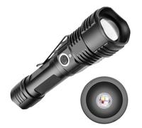 Linterna LED USB Ultrabrillante Xhp50 Ajustable de 5 Modos | Aleación de Aluminio, Zoom Telescópico y Clip, para Pesca Nocturna y Búsquedas