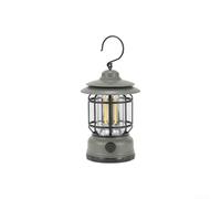 Linterna LED vintage para camping, portátil, recargable, con batería larga y brillo ajustable (F)