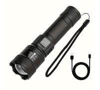 Linterna LED XHP50 Ultra Potente con Batería Incorporada Recargable, Luces de Súper Brillantes con Zoom, Linterna de Camping IP65