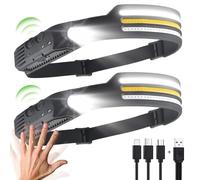 Linterna Luz Frontal Cabeza 2 Pcs Frontal Led Recargable Linternas Led Alta Potencia Cabeza Frontales Trail Running Muy Potentes Pilas Focos de Cabeza Impermeables para Senderismo Pesca y Camping
