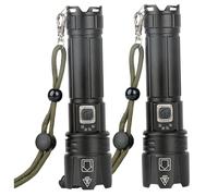 Linterna más brillante, 2 unidades, 5 modos, alta luminosidad, LED, recargable, impermeable, portátil, para emergencias, camping, senderismo, exteriores, alta luminosidad, superbrillante.