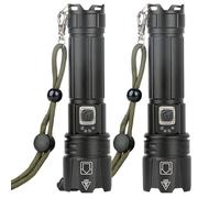 Linterna más brillante, 2 unidades, 5 modos, linterna LED de alto lúmenes, recargable, impermeable, portátil para emergencias, camping, senderismo, linternas al aire libre, LED de alto l