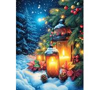 Linterna navideña en el Bosque mágico Puzzles 300 Piezas Aliviar Estrés Familiar Animal Lindo de Cuento de Hadas Rompecabezas para Adultos Desafío Intelectual 3D DIY Creativo Decorativo 300 PCS