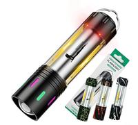 Linterna recargable, 1 paquete de linterna LED con zoom, haz de largo alcance de 500 m, múltiples modos, resistente al agua para camping, senderismo, aventuras al aire libre (A)