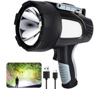 Linterna recargable, 99.000 lúmenes, súper brillante, con 6 modos y trípode plegable, potente foco de 30 horas de tiempo de funcionamiento, luz de mano para navegar al aire libre
