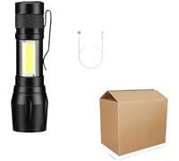 Linterna recargable compacta del zoom del LED, luz de aluminio alimentada por USB con el haz ajustable para acampar al aire libre (D)