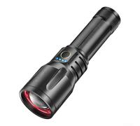 Linterna recargable, linterna LED, 1000 lúmenes, superbrillante, zoom 5 modos, indicador, aleación de aluminio para camping, senderismo, (A)