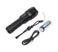 Linterna recargable, linterna LED, 1000 lúmenes, superbrillante, zoom 5 modos, indicador, aleación de aluminio para camping, senderismo, (B)