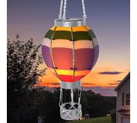 Linterna Solar con Globo Aerostático con Portavelas, Linternas Solares, Luces para Exteriores, Lámpara Colgante Solar de Hierro, Linternas Impermeables, Decoración Decorativa (S)