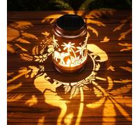 Linterna solar de elefante para exteriores, regalo para los amantes del jardín, luces solares impermeables de jardín, linterna colgante de metal tropical para decoración de patio, regalo de cumpleaños