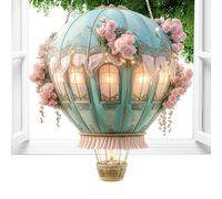 Linterna Solar de Globo Aerostático - Luz Solar Con Llama Parpadeante | Decoración Colgante Modelo Bidimensional Para Jardín Patio Ventana Terraza Porche Exterior Camping Bodas Reuniones