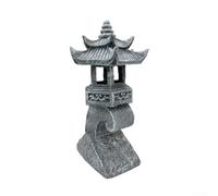 Linterna solar de pagoda, paquete de luz de torre de piedra de resina, decoración de jardín zen, lámpara LED de encendido automático, resistente a la intemperie camino al aire libre (A)