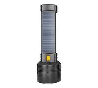 Linterna solar de recarga, linterna LED de camping, luz portátil de 12 x 3 pulgadas con construcción resistente, linterna de largo alcance, linterna impermeable con haz súper brillante, equipo al aire