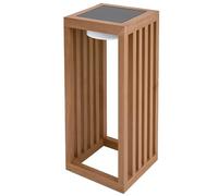 Linterna solar decorativa LED blanco cálido CHENNAI de madera teca maciza H50cm