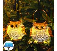 Linterna Solar Exterior 2 Piezas Luz de Jardín Impermeable IP44 LED Lámpara Colgante Solar Búho Decorativo Luces Farolillos Solares para Outdoor Patio Terraza Césped Camping Arboles Camino Iluminación