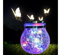 Linterna Solar Exterior, XRR 30 Led Luz Farolillos Solares Colgantes Jardín, P65 Impermeable Luces De Jardín Solar, Farol Solar Lámpara Vidrio para Terraza,Césped,Navidad (multicolor)