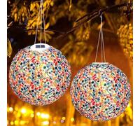 Linterna solar para exteriores, resistente a la intemperie, 30 cm, impermeable, de color blanco cálido, colgante de luz para jardín, terraza, 2 unidades