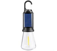 Linterna solar recargable impermeable LED para acampar al aire libre con iluminación cálida y gancho incorporado para tienda o toldo (G)