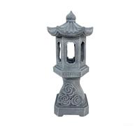 Linterna solar zen de pagoda: adorno de jardín asiático de resina resistente con luz automática de 12.6 pulgadas de altura (luces de ciudad)