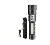 Linterna súper grande recargable por USB, destello de luz LED más potente, linterna de largo alcance con Zoom for exteriores con pantalla de alimentación Digital