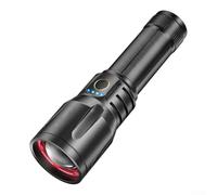 Linterna SuperFire de 1000 lúmenes con zoom ajustable, 5 modos de luz e indicador de batería en tiempo real para operaciones de campo y actividades nocturnas (A)