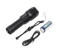 Linterna SuperFire de 1000 lúmenes con zoom ajustable, 5 modos de luz e indicador de batería en tiempo real para operaciones de campo y actividades nocturnas (B)