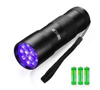 BEIKE Linterna UV de luz negra, pequeña linterna portátil de luz UV, 12 LED mini linterna de luz negra para detección de orina de mascotas (perro gato), escorpión, curado de resina, chinches de cama