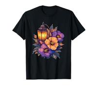 Linterna Vintage con Flores moradas y Amarillas Camiseta