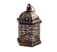 Linternas cautivadoras de estilo marroquí, portavelas de tamaño pequeño, farol colgante de latón estilo marroquí para interiores y exteriores, eventos, fiestas, bodas (16 x 10 cm)