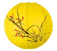 Linternas colgantes de papel con marco de metal de bambú | Fiesta multicolor de 12 pulgadas: Marco de metal, pintura con tinta de pez dorado de bambú, decoraciones colgantes(Yellow)