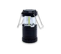 Expositor con 6 linternas LED 10W para camping, fácil montaje y transporte, ideal para iluminación exterior y actividades al aire libre.
