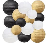 Linternas de Papel, 15 Piezas Farolillos Decorativos 6" 8" 10" Faroles Redondos, para Boda, Fiesta, Cumpleaños, Navidad Decoración