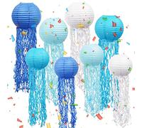 Linternas de Papel de Medusa Farol de Papel de Medusas para Fiesta Sirena Decoración Tema del Océano Colgante Decoraciones para Cumpleaños Reunión Fiestas,8 Piezas (8pcs)