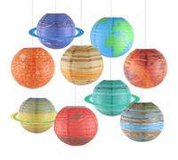 Linternas de Papel de Planeta, decoración de Fiesta del Espacio Exterior de 25 cm, 9 Fuera de Este Mundo, Linterna de Planetas del Sistema Solar, linternas Colgantes del Sistema Solar para niños